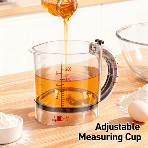 Adjustable Measuring Cup Multi-Functional 4In1 Push Type Measuring Cup Seal Base Measure Cube Cups for Cooking Kitchen Accessory